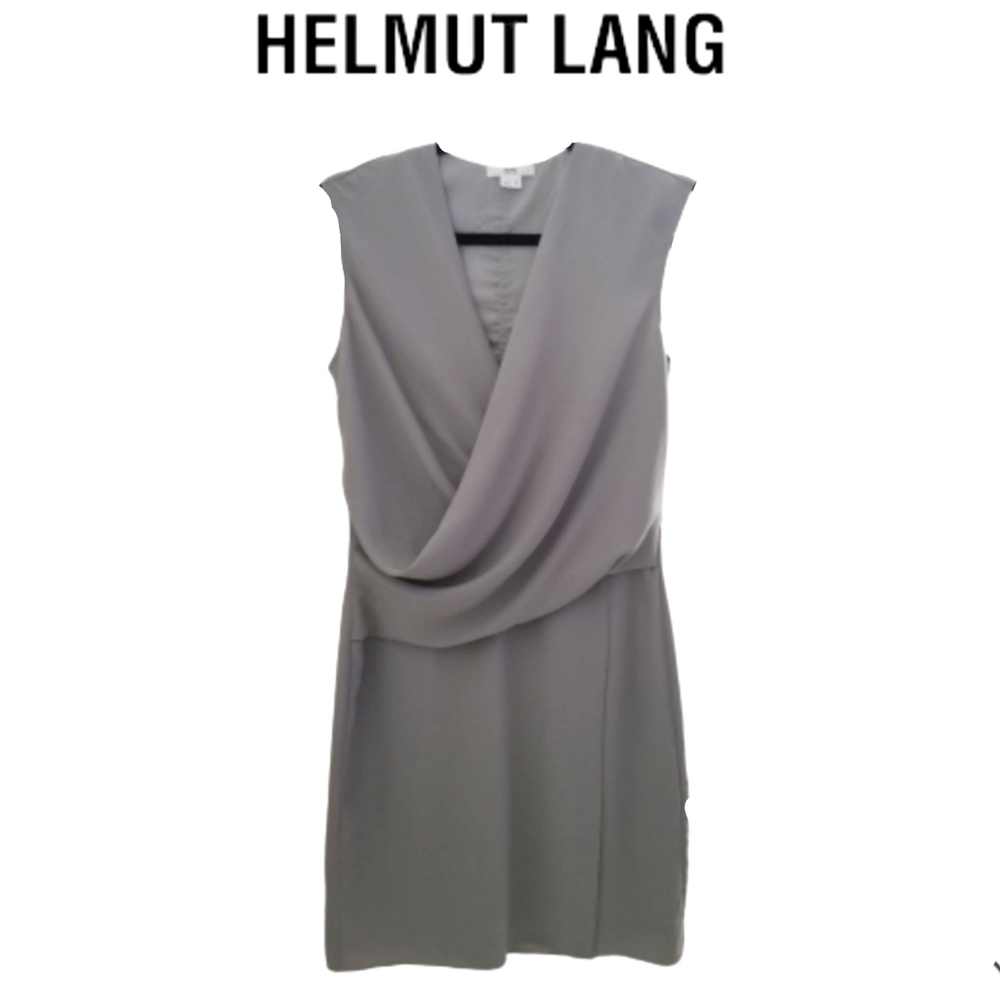 Helmut Lang Glassy Shirting Draped Dress womens size small SP charcoal gray - Picture 1 of 6